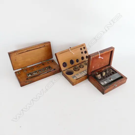 3 CASED SETS OF SMALL CHEMICAL BALANCE WEIGHTS